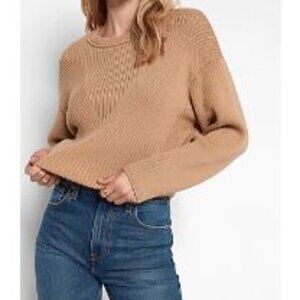Express Ribbed Crew Neck Tan Sweater SMALL